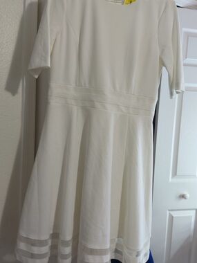 Calvin Klein White Midi Fit-and-Flare Dress